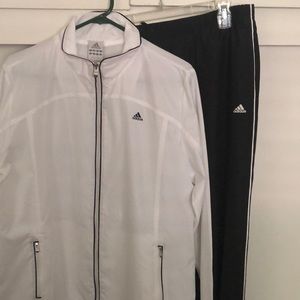 Adidas White and Black Wind suit